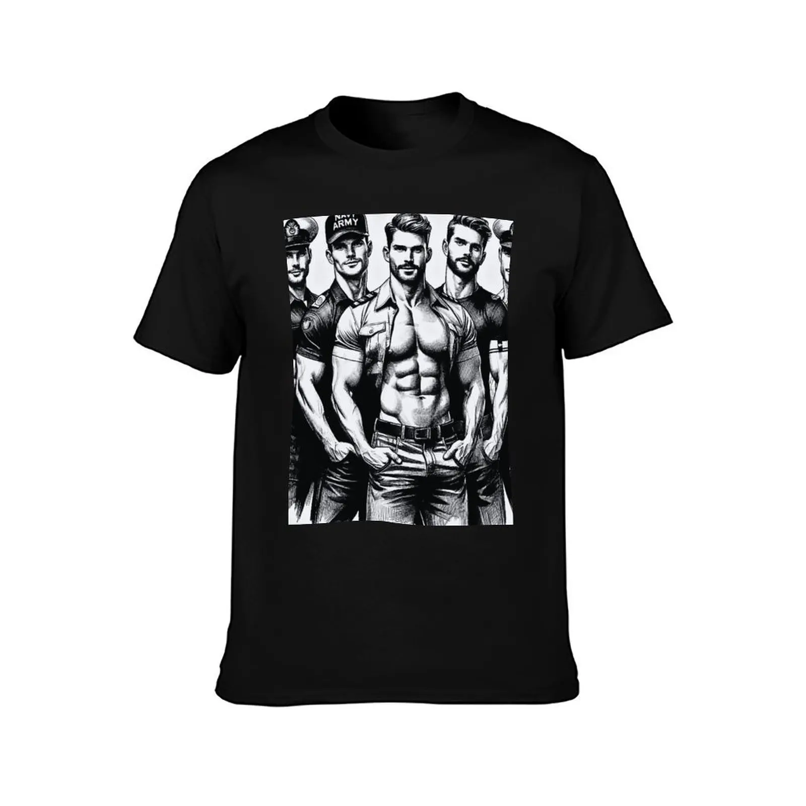At Your Service Tom of Finland Tribute Military Gay Pride Graphic Design T-Shirt, Summer Casual Cotton Tee, Unisex Men Women