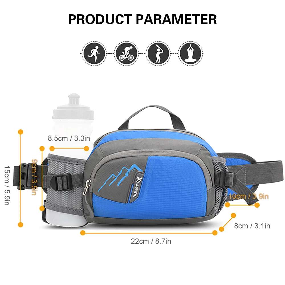 남녀공용 야외 스포츠 허리 팩, 물병 홀더, 사이클링 달리기 걷기 하이킹 마라톤 패니 팩, 수분 공급 벨트