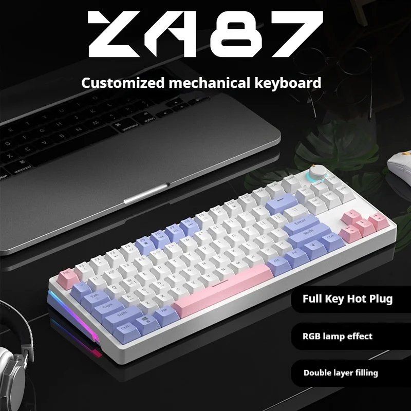 

Za87 Three Mode Mechanical Keyboard 87 Key Hot Plug Rgb Light Effect Type-C Interface Tablet Computer E-Sports Game Keyboard