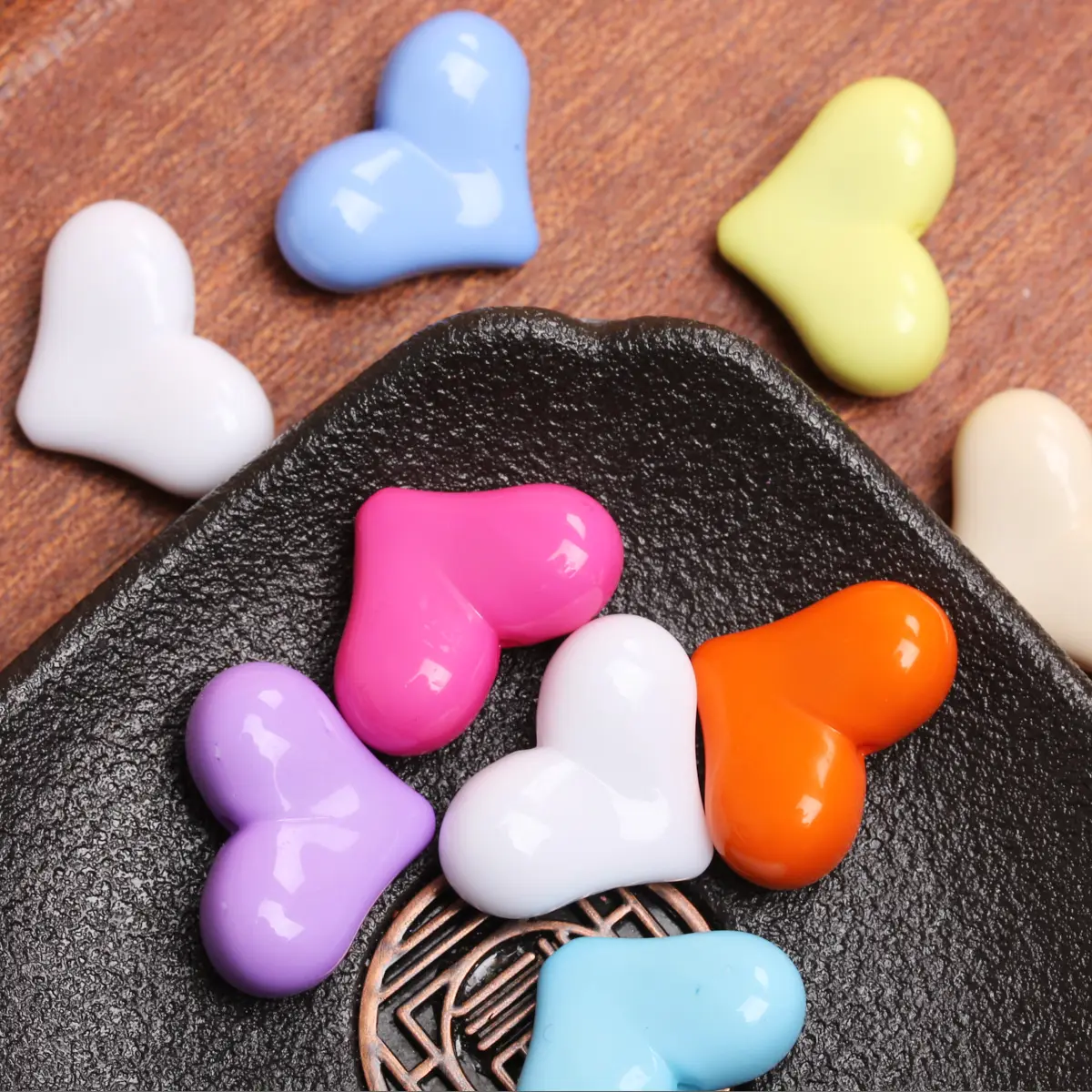 17*22mm 5pcs/lot Colorful heart acrylic beads for DIY  homemade necklace bracelet earrings fashion material components