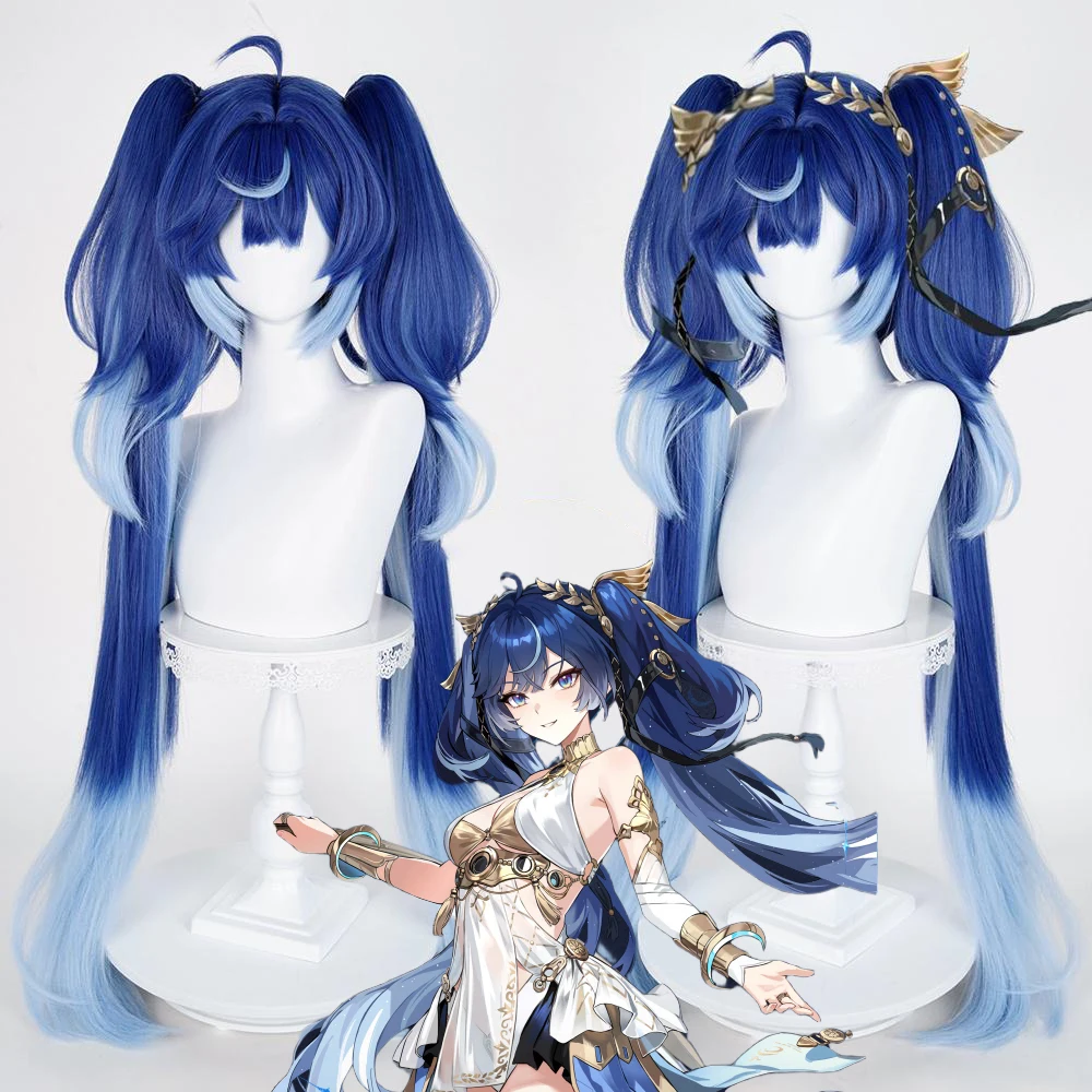 

Game Wuthering Waves IUNO Cosplay Wig Girl Lolita Blue Long Hair Heat Resistant Synthetic Wigs Halloween Carnival Prop