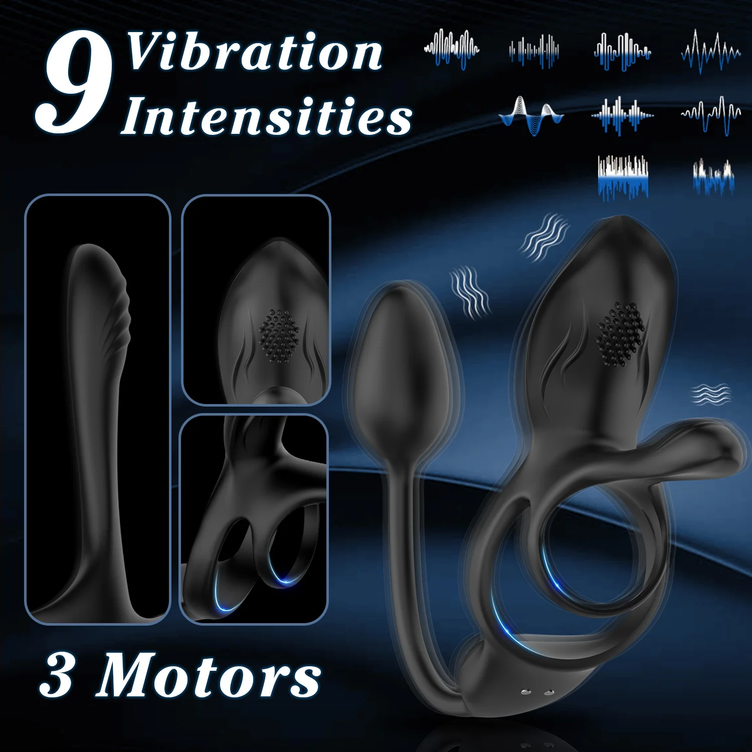 Kushor 3 in 1 Vibrating Cock Ring Penisring Vibrators Adult Toys Remote Control Cockring Anal Butt Plug Male Sex Toys for Couple