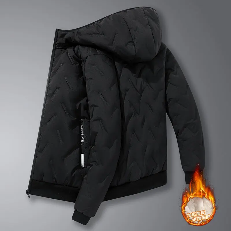 2024 Winter neue Mode plus Fleece dicke warme Baumwolle gepolsterte Jacke Herren lässig locker bequem große Kapuzen mantel M-5XL