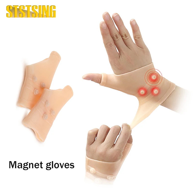 1/2Pcs Magnetic Thumb Wrist Support Gloves Silicone Gel Arthritis Pressure Corrector Massage Pain Relief Gloves