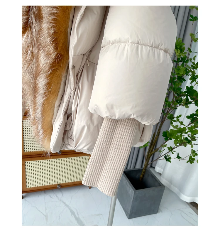 2026 New Autumn 90 Winter Goose Down Jacket Warm Women Coat Oversized Real Fox Fur Collar Thick Luxury Fashion Outerwear