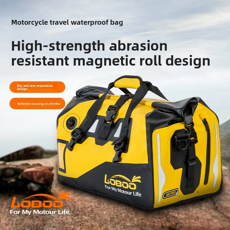 

LOBOO Motorcycle Rear Seat Waterproof Bag Riding Equipment Locomotive Side Helmet Backpack Motorcycle Travel Bag