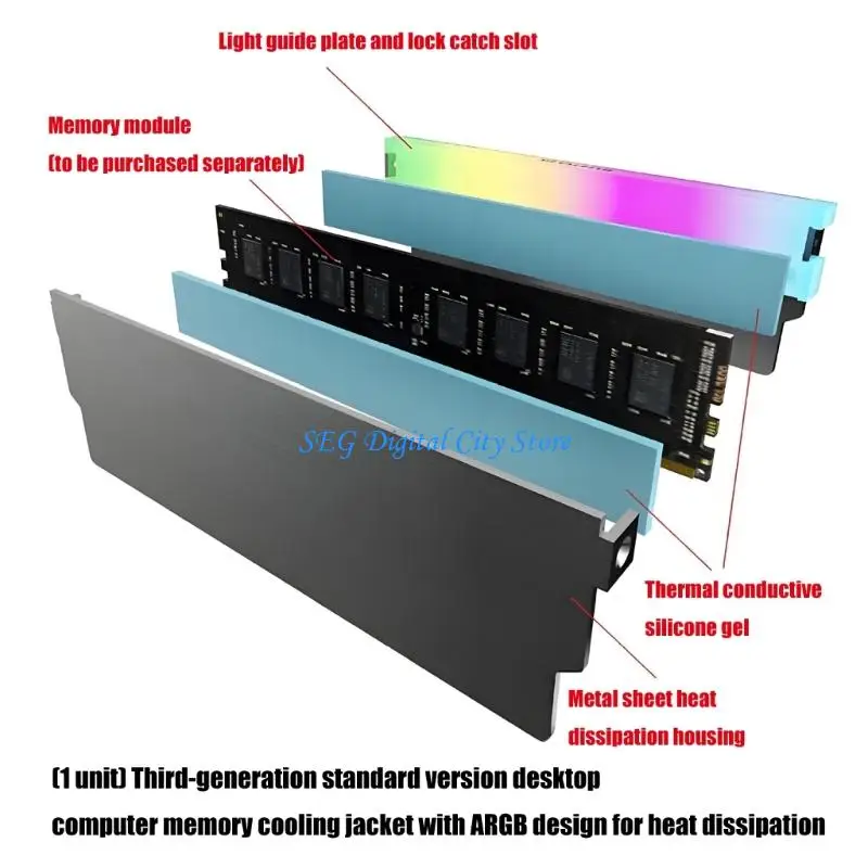 

U75B Programmable Lighting RAMs Heatsink Metal Cover for Optimal Cooling and Wide DDR Support in Desktop Upgrades