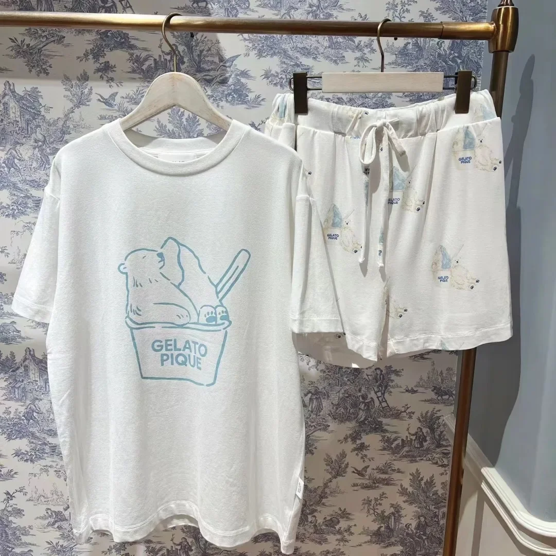 Room Wear Ladies Pajamas Summer Shorts Set Cotton Sleepwear Kawaii Clothes