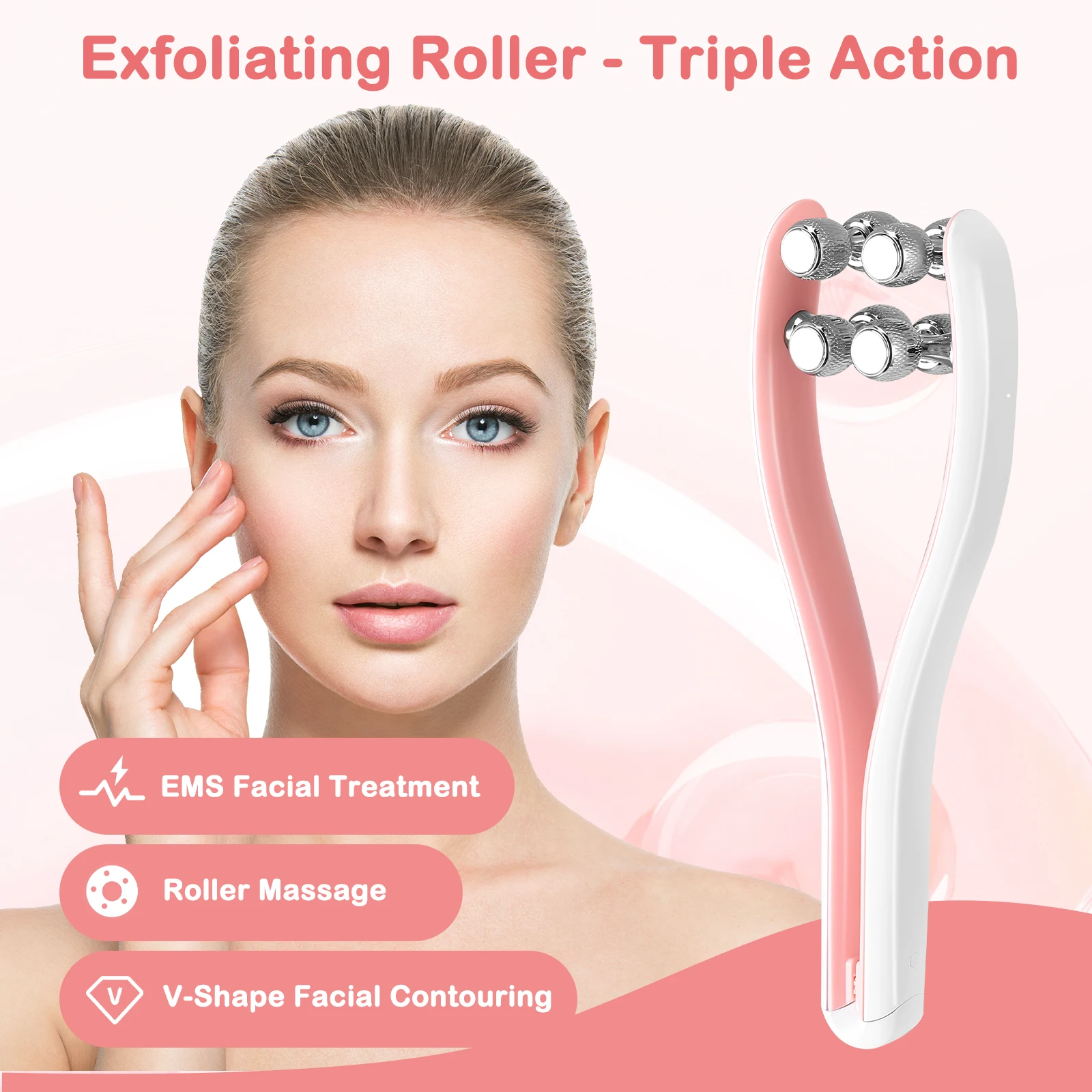 EMS microcorriente Guasha V-Face cuello levantamiento corporal, belleza antiarrugas masajeador de relajación de cabeza rejuvenecimiento de la piel, cuidado de la piel, bricolaje