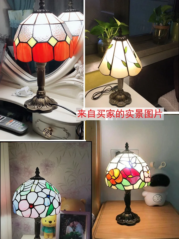 Barokke tafellamp Kleur glazen lampenkap Harsbasis Retro mediterrane stijl tafellamp Slaapkamer Eetkamer Kunst Bureaulamp - afbeelding 2