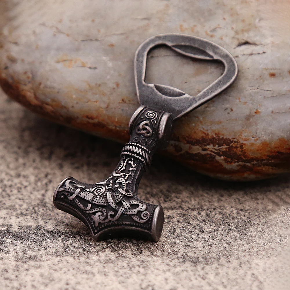 Fashion Vintage Nordic Viking Thor\'s Hammer Bottle Opener Punk 316L Stainless Steel Corkscrew Cool Gift Accessories Dropshipping