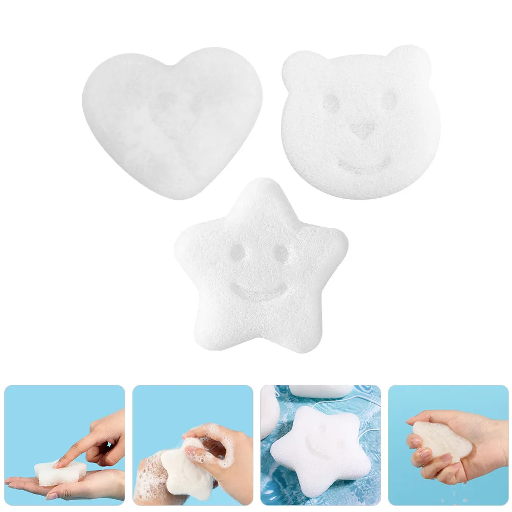 

Набор из 3 мягких отшелушивающих губок для душа, безопасных, не царапающих кожу, для мытья тела и лица, портативные, многоразовые