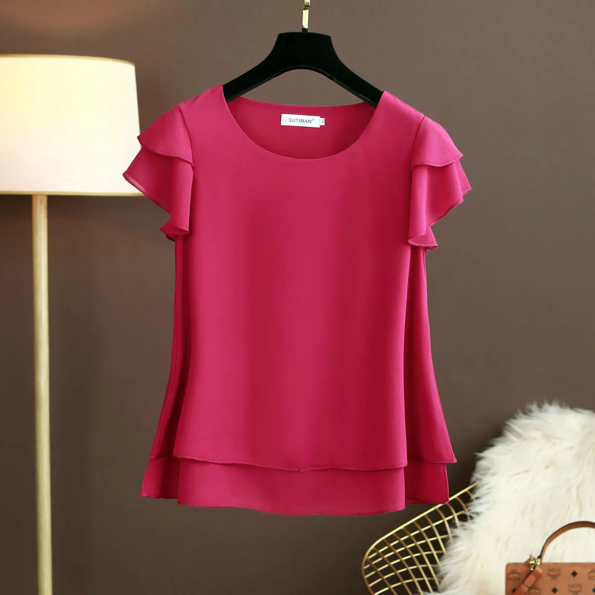 2024 Summer New Ice Silk Short-sleeved T-shirt Women\'s Thin Ice Silk Top Solid Color Satin Loose Short-sleeved Shirt