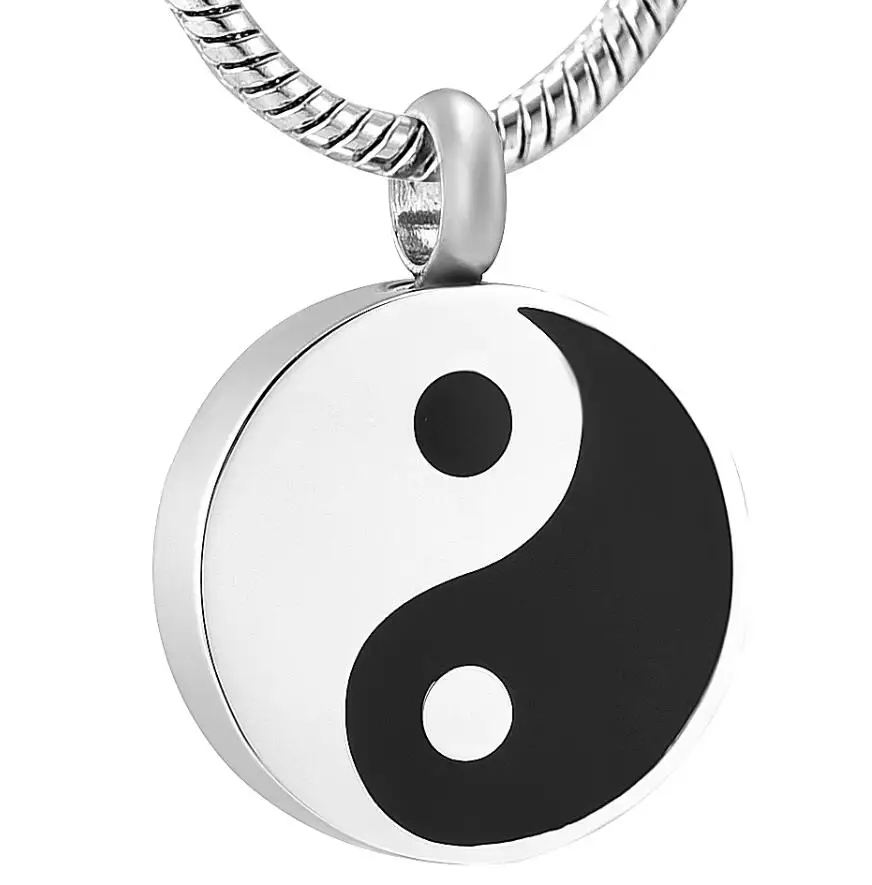 Chinese Culture Yin Yang/Tai Ji Urn Necklace for Ashes Stainless Steel Memorial Ashes Keepsake Urn Pendant Cremation Ash Jewelry