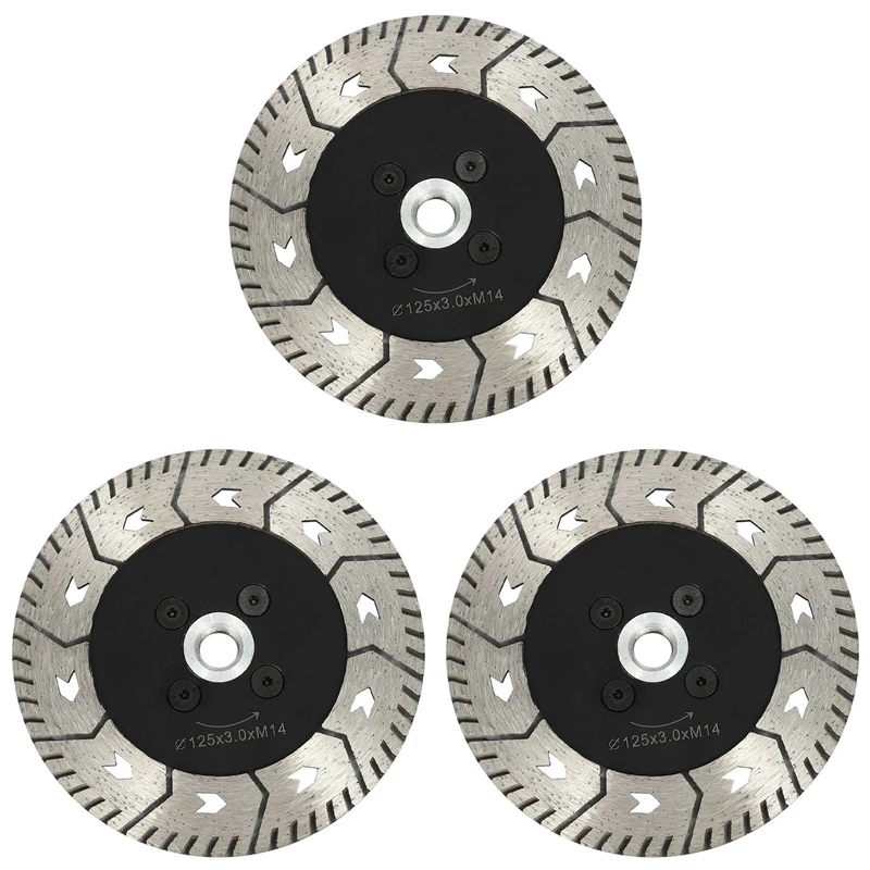 3Pcs 125 X 2.8Mm M14 Double-Sided Diamond Saw Blade Grinding Slice Sharp Type With Flange