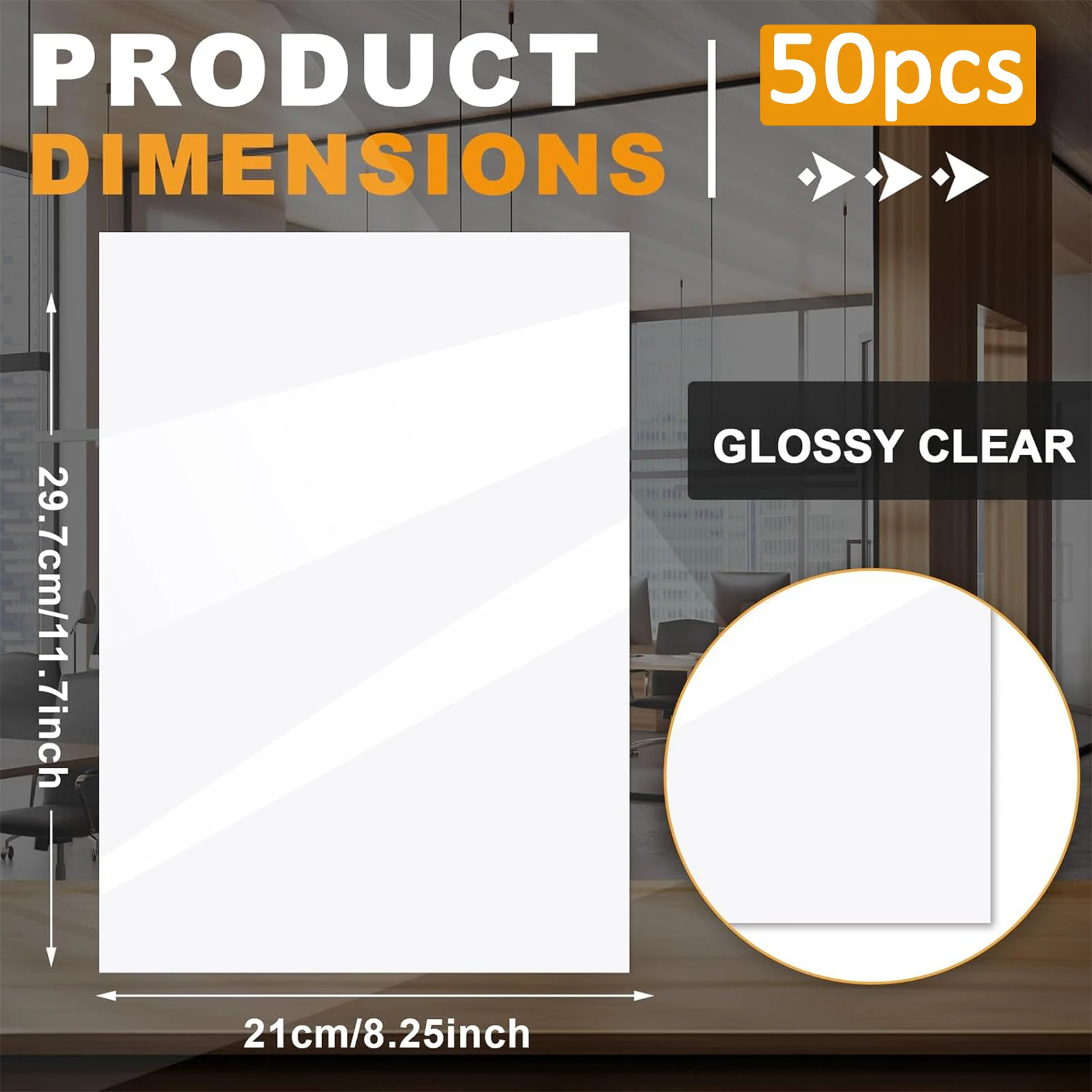 A4 50 Sheets  8.3 x 11.7 In Clear Holographic Sticker Paper Glitter Clear Overlay Cold Laminating Film Self Adhesive Vinyl Sheet