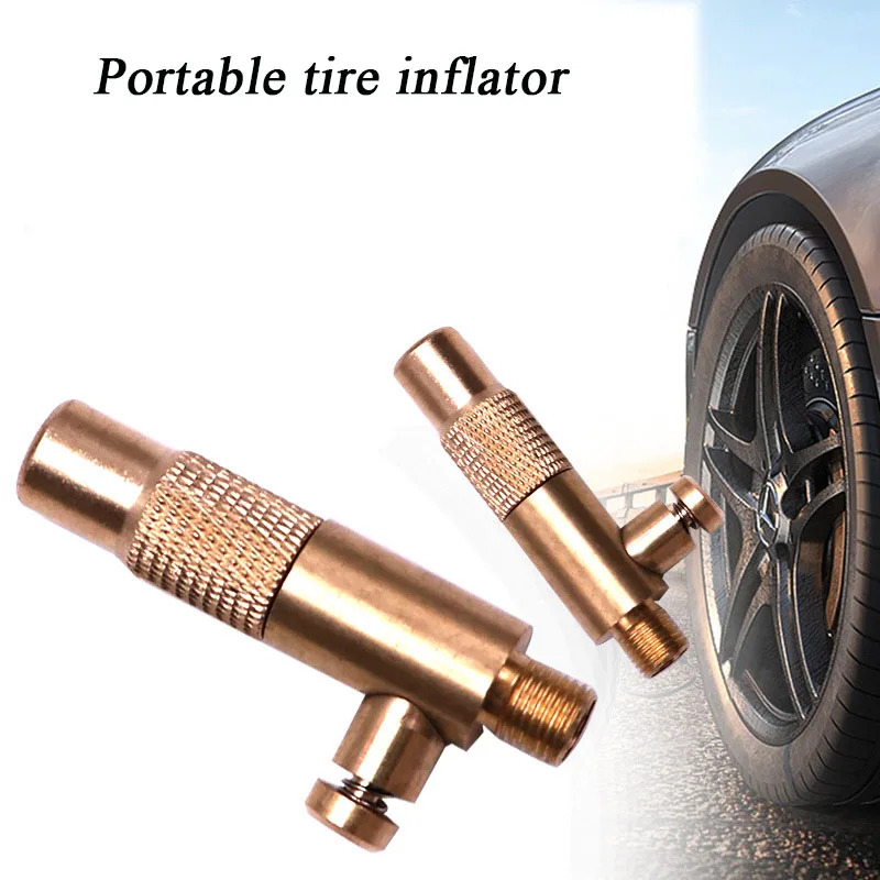 Brass Car Air Pump Deflatable Press Handle-pressing Inflator Pump with Bleed Valve Charging Tube for Compressor Car Auto