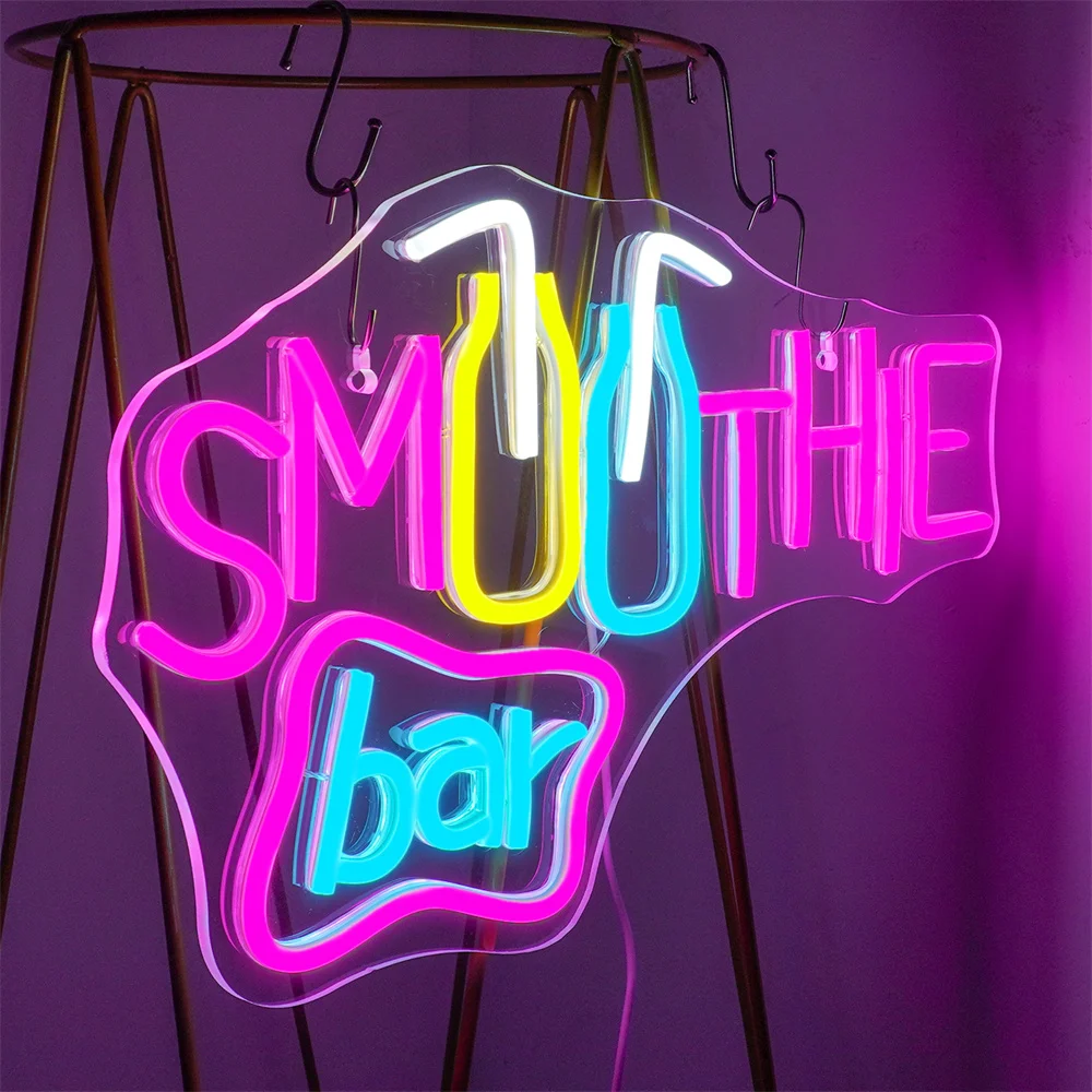 Smoothies Bar tanda Neon Led dapat diredupkan minuman susu teh Neon lampu untuk toko dekorasi dinding USB bertenaga cahaya Keren tanda Smoothie