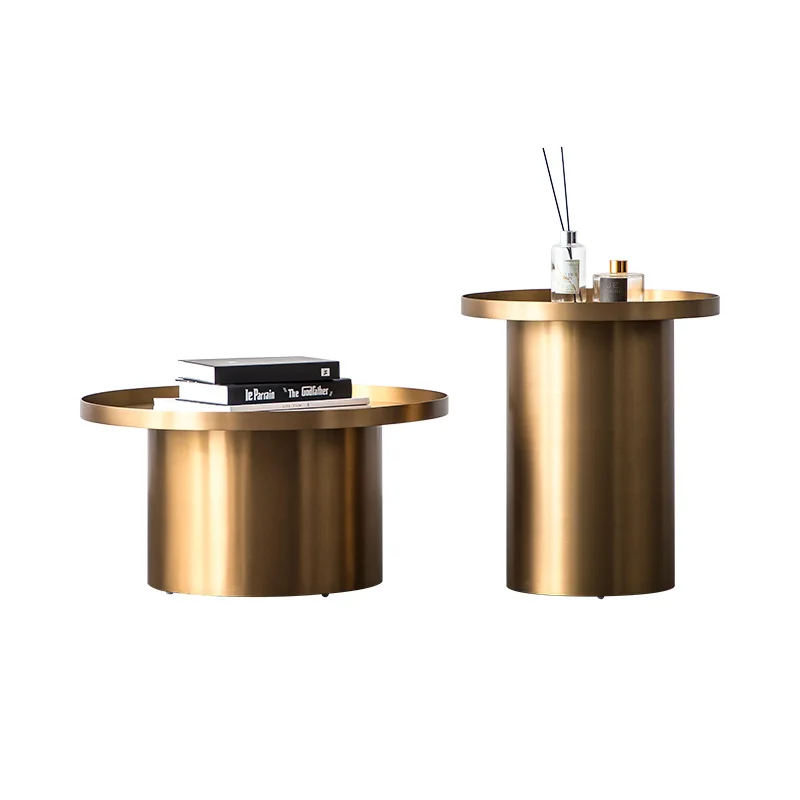 

Nordic designer coffee side few ins light luxury modern simple living room coffee table combination stainless steel