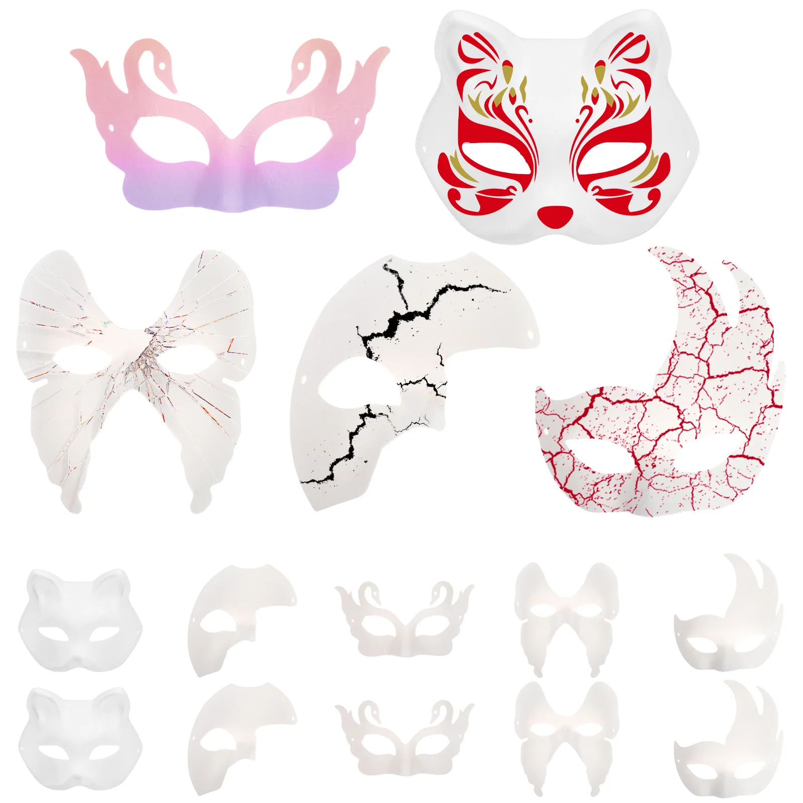 

15Pcs Masquerade Masks Blank Paintable Paper Pulp for Mardi Gras Halloween Party Cosplay Carnival Supplies Masquerade Mask
