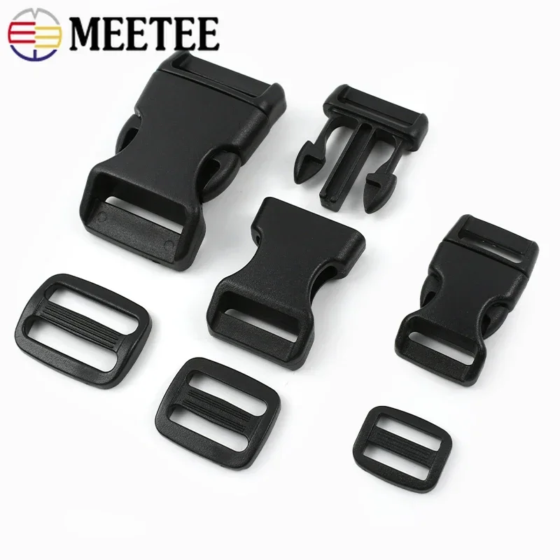 

2-10Sets 15/20/25mm Plastic Buckles Clip Bag Strap Adjuster Ring Hook Release Belt Buckle Backpack Webbing Closure Clasp Sewing
