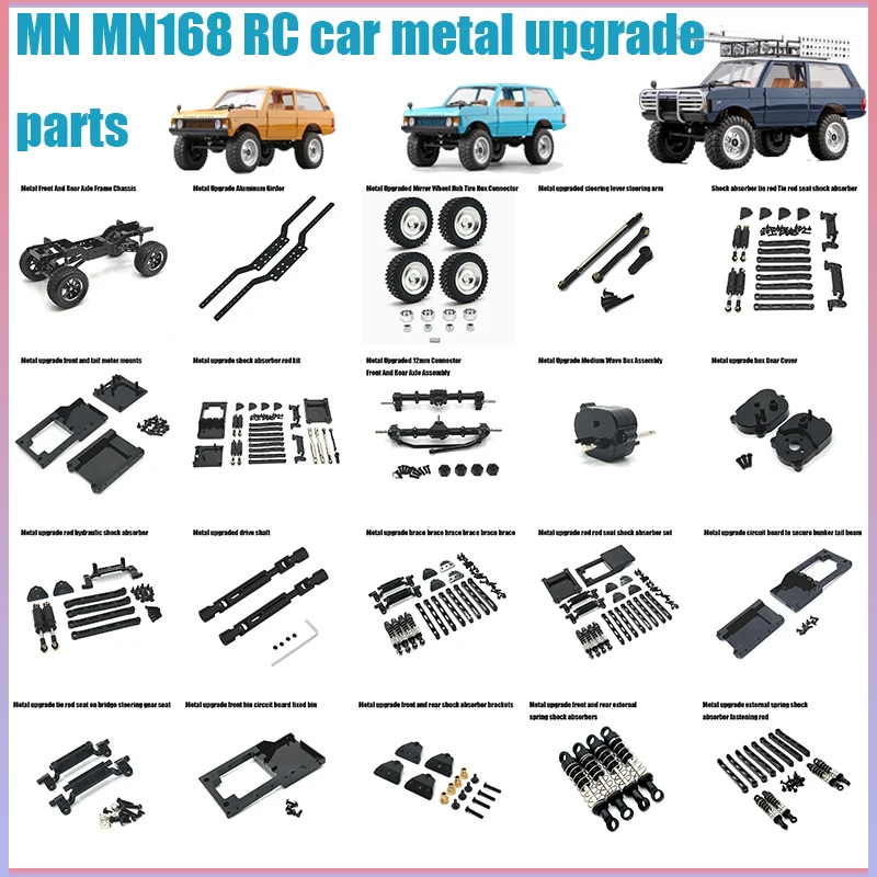 MN168 Metal Upgrade Accessories 370 Motor Metal Gearbox Metal Gear Conversion Parts Drive Shaft Shock Mounts