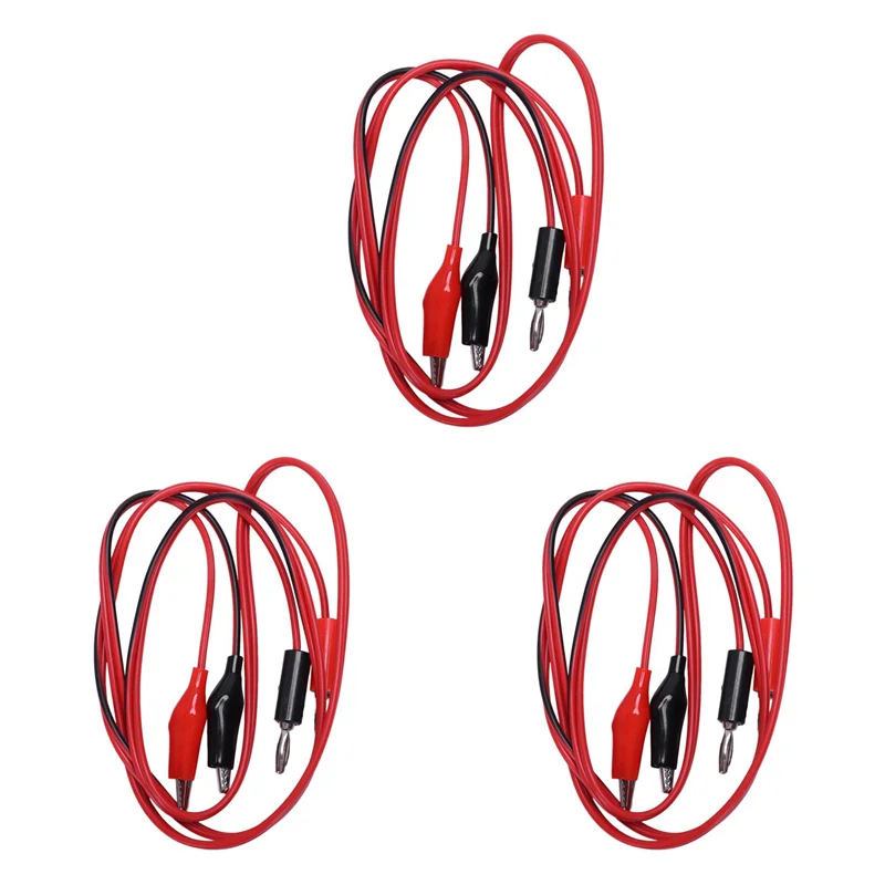 【Superdeals】6X Dual Crocodile Clips Banana Plug Male To 2 Test Leads Black And Red Cable