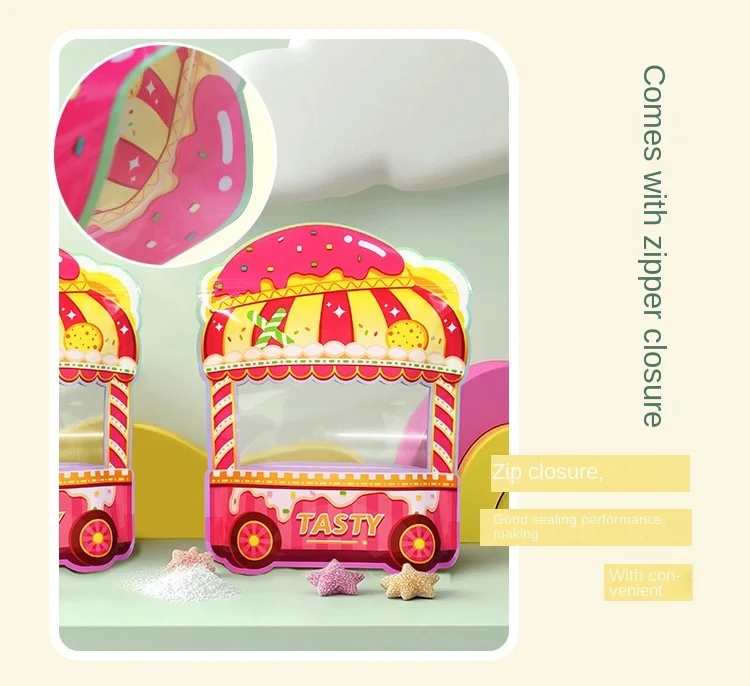 10/50 Stück Märchenhafte Süßigkeitentüten, lebensmittelecht, mit Reißverschluss, versiegelte Snackbeutel für Kekse, Süßigkeiten, Hochzeiten, Kindergeburtstage, Partygeschenke – Detail 8