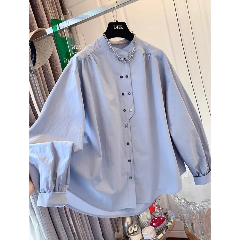 

Loose Fit Long Sleeve Double Buttoned Men's Shirt Spring New Design Korean Style Versatile Shirt for plus Size 300 Pounds