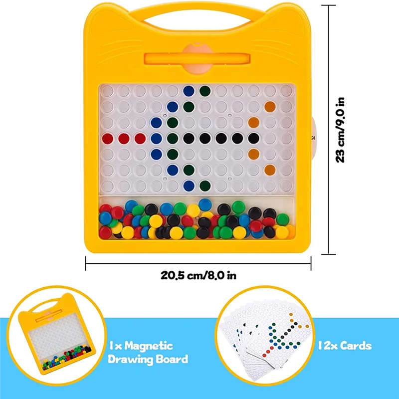 어린이 및 유아용 마그네틱 드로잉 보드, 다채로운 구슬 및 드로잉 스타일러스, 재미있는 마그네틱 보드, 3-5 세