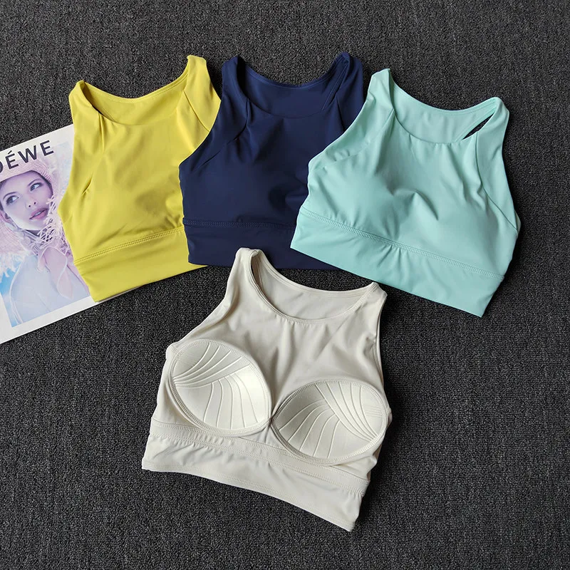 Hochfeste Yoga-Weste mit einteiligem Cup, stoßfest, atmungsaktiv, schöner Rücken, Fitness-Top mit Brustpolster, Sport-BH für Damen – Detail 2