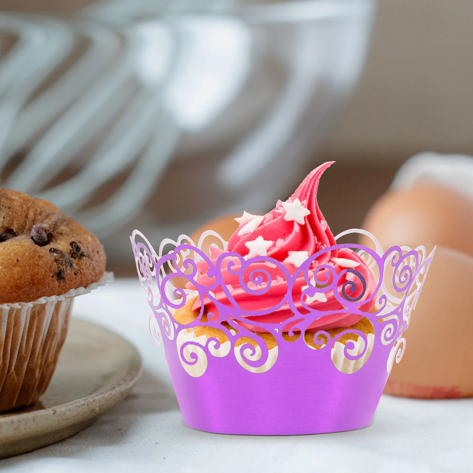 

50Pcs Hollow Cupcake Liners Hollow Out Foil Muffin Liners Edging Baking Supplies Party Wedding Birthday Celebration