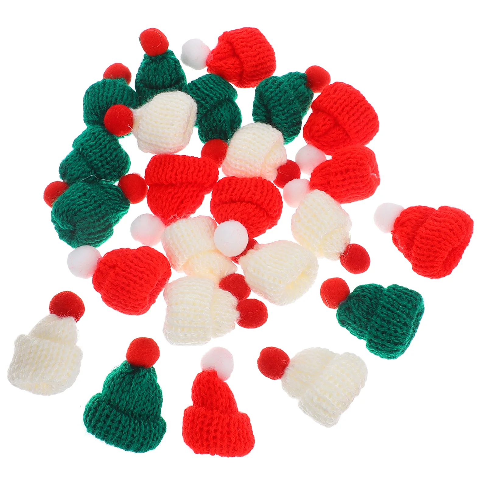 24pcs Ornaments Hats Vibrant Color Tiny Mini Knitting Hats Knit Ornaments Mini Hat for Crafts Accessories Decor