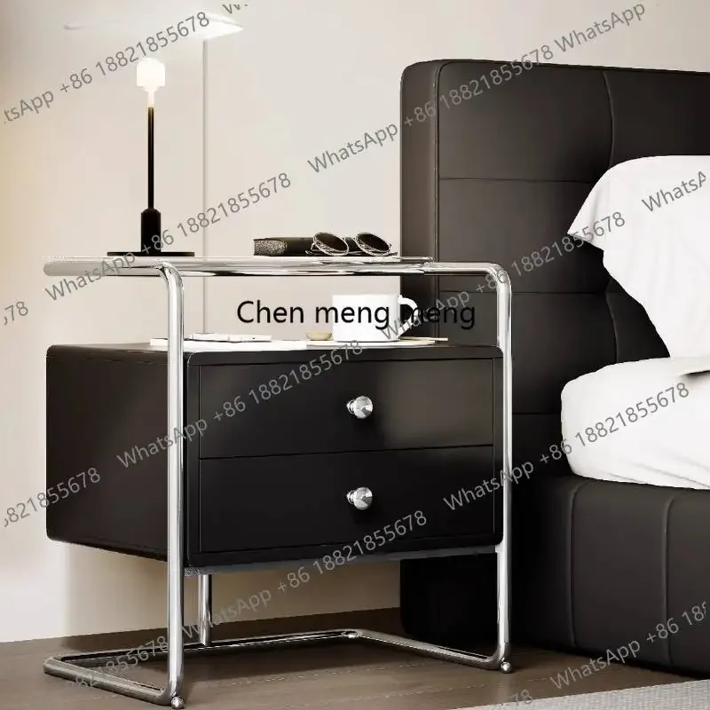 

F5822 Storage Glass Nightstands Wood Black Designer Lounges Luxury Nightstands Drawer Dorm Modern Mesa De Cabeceira Furniture Ho