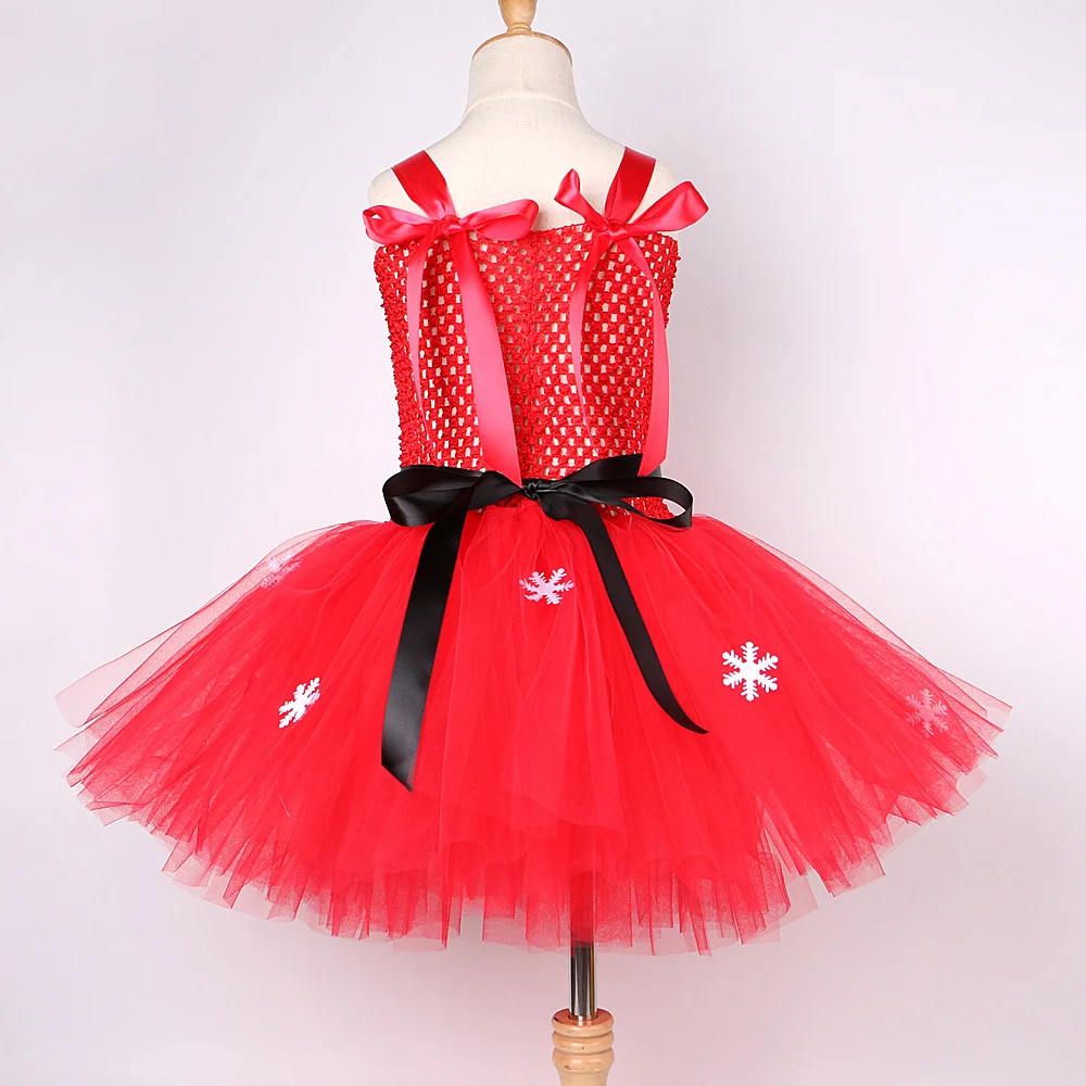 Red Santa Claus Costumes for Girls Christmas Tutu Dress for Kids New Year Carnival Fancy Outfit Children Xmas Party Clothes