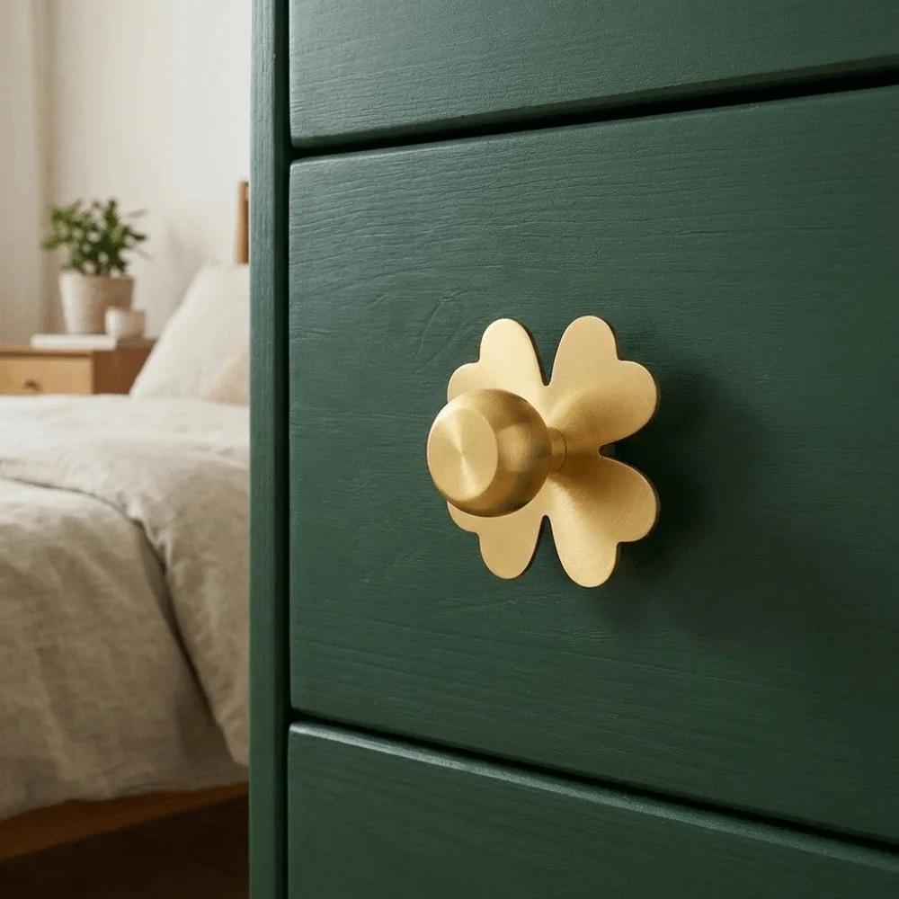 Modern Minimalist Brass Drawer Backplates Smooth Surface Premium Brass French Style Handles Sturdy Structure