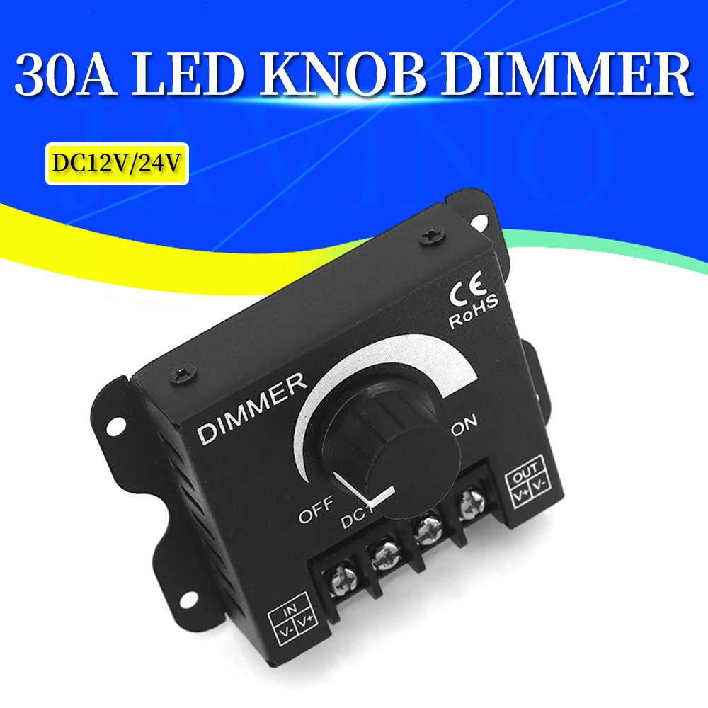 Javino LED Dimmer Soft and Hard Light Strip Dimmer Brightness Adjuster Knob 12V/24V 30A