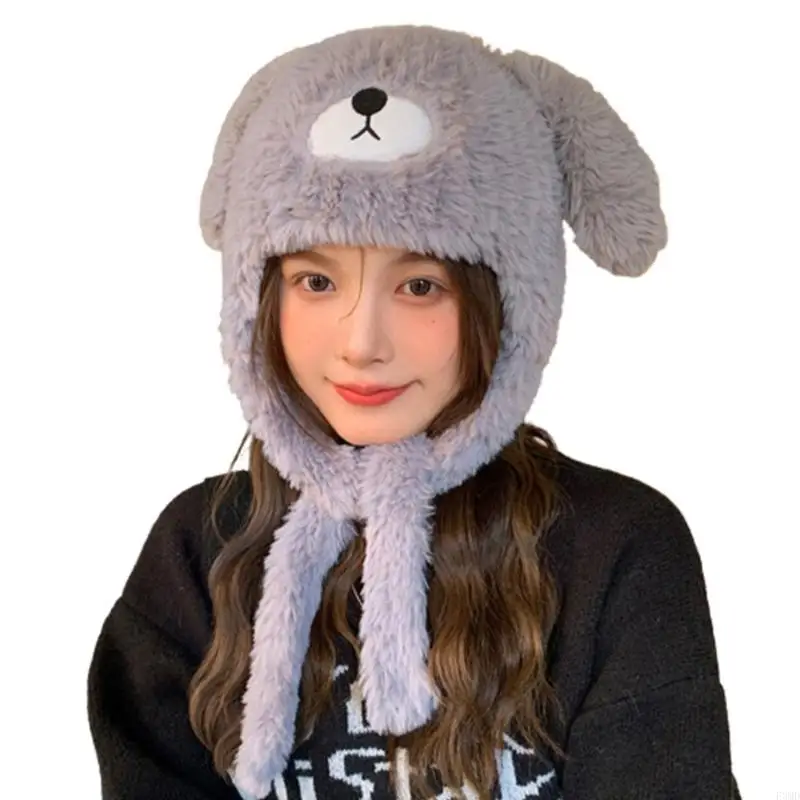 Winter Warme Beer Oor Hoed Cartoon Beanie Cap Outdoor Activiteit Motorkap Hoofdwarmer F3MD