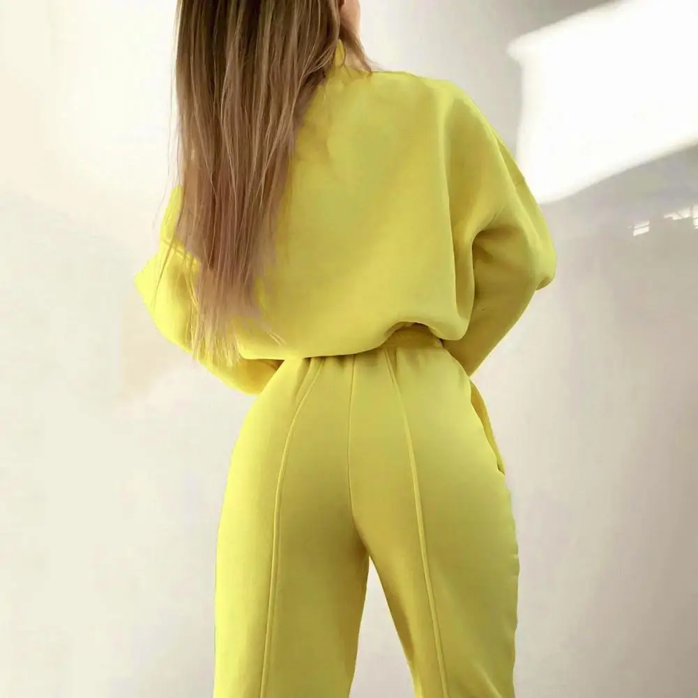 Lady Fall Winter Tracksuit Women Commuter Suit Women's Stand Collar Sweatshirt High Waist Trousers Set for Sport Fitness Long