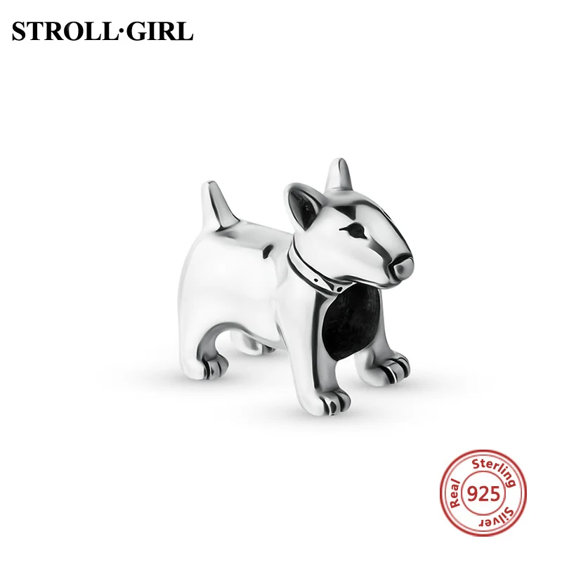 

New Fit Original European Bracelets 925 Sterling Silver Cut Animal bull terrier Charms Beads authentic Jewelry Making gift