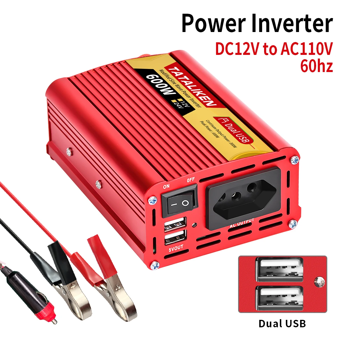 600W/1500W/2000W/2500W DC 12V/24V to AC 110V/220V Portable Car Power Inverter Charger Converter Brazil Socket Auto accessories