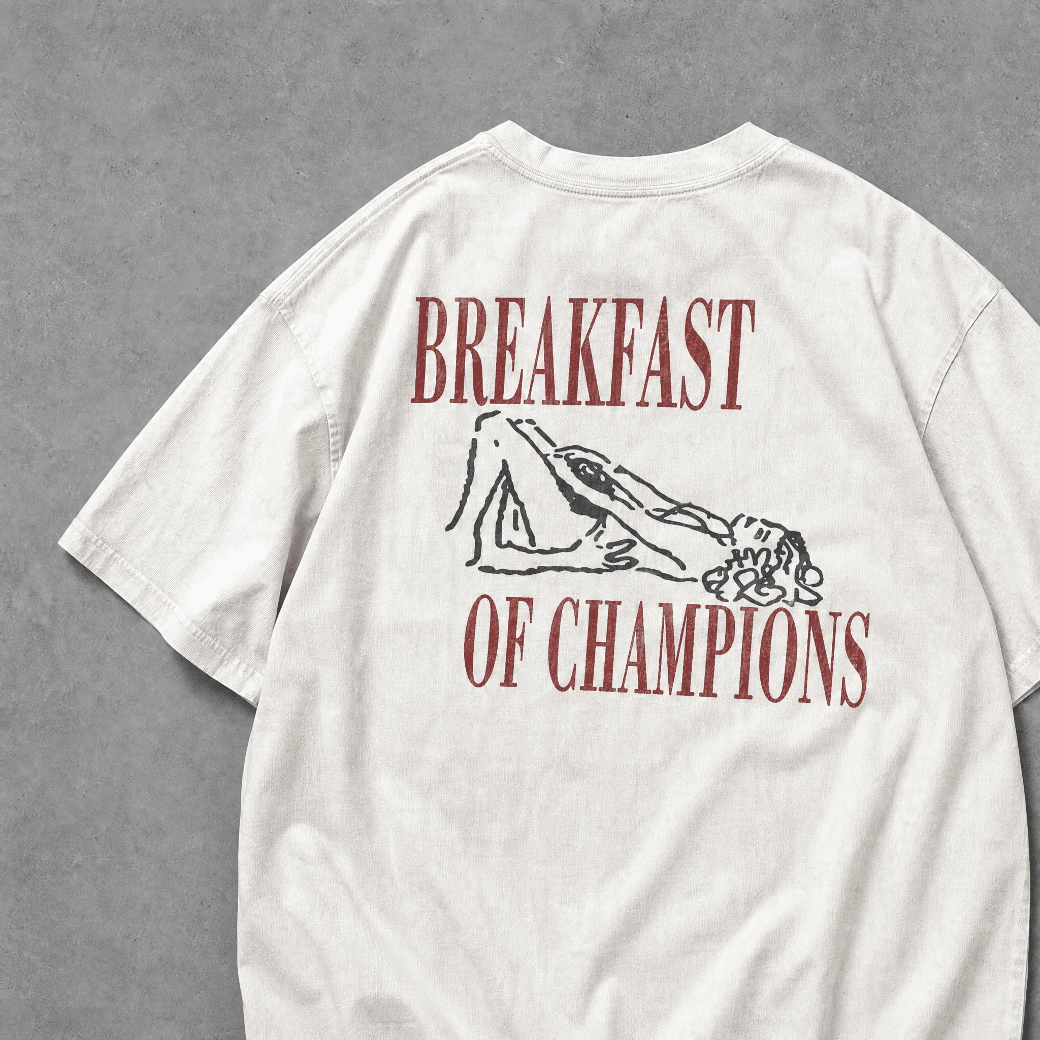 Breakfast Of Champions Shirt Funny Shirt Festival Shirt Bachelor Party Gift Sarcastic Back Print Dark Humor Oversized Wash