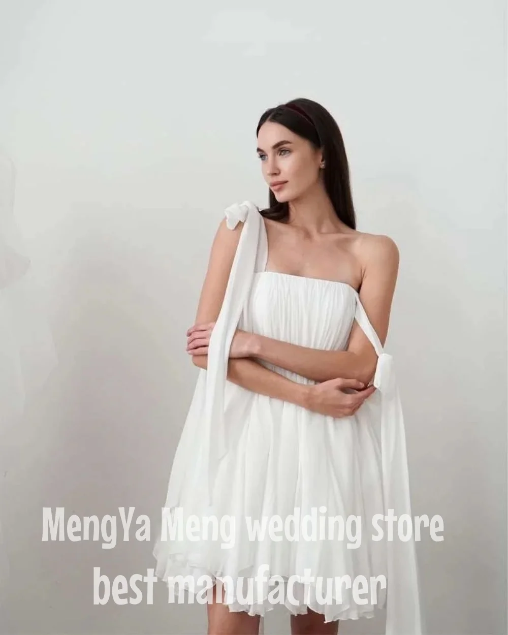 

ZHUISHU Simple A Line Mini Short Wedding Party Dress Adjustable Strap Bride Receiption Party Gowns Prom Dress Vestidos Customize