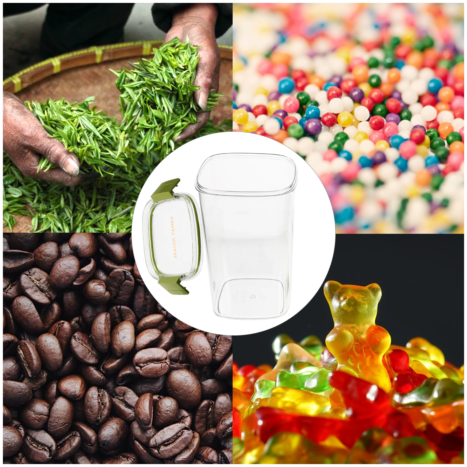 

Transparent Storage Tank Cereal Container Kitchen Canisters Whole Grains Pantry Containers Silica Gel Organizer