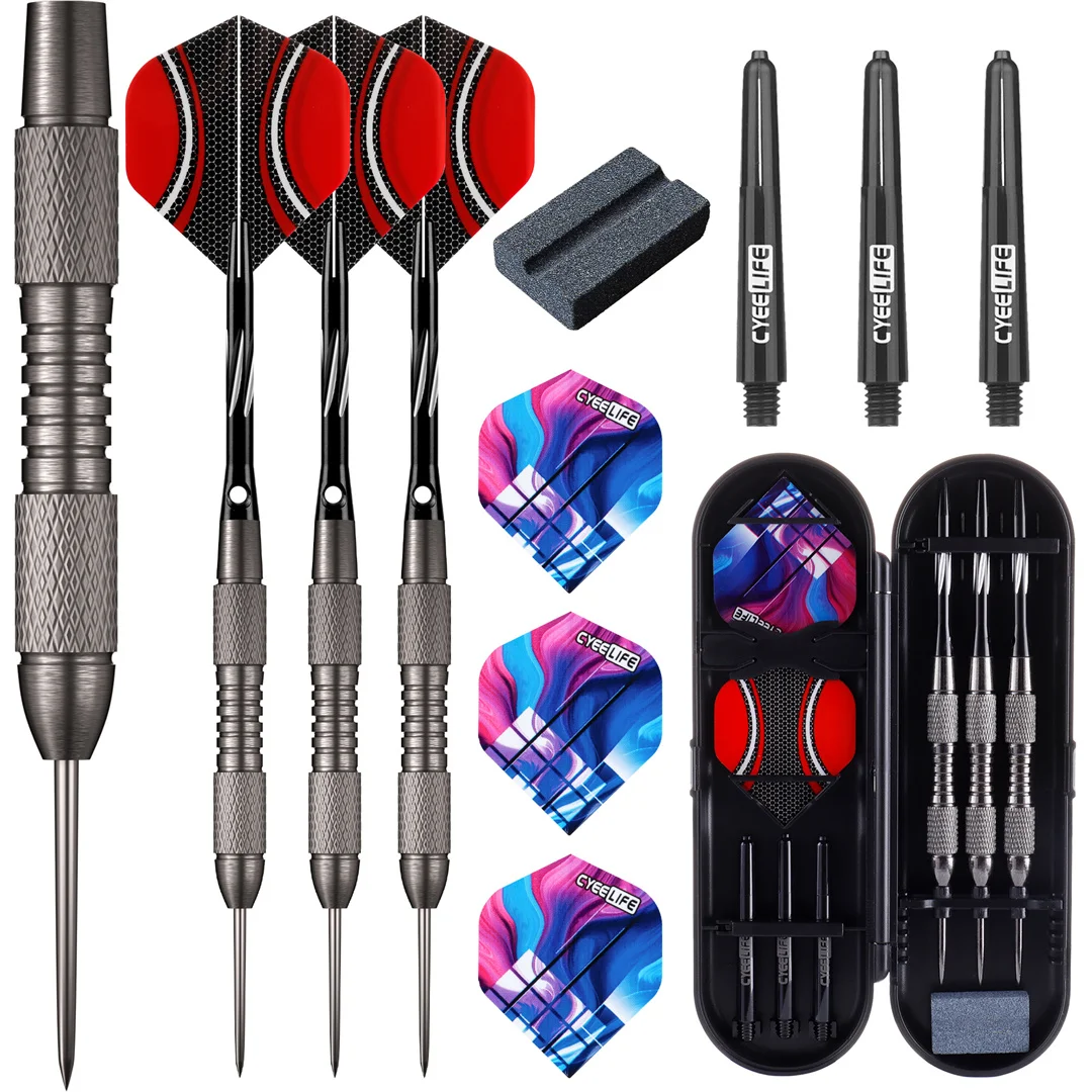 CyeeLife 20g Professional Dart Set 3PCS Steel Tip Darts Flights Anti-Fall Hard Dart Dart Flying For Dartboard