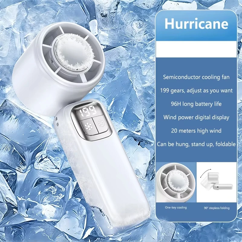 Lenovo 199 Hochgeschwindigkeits-Turbo-Jet-Ice-Kühler-Ventilator, USB-aufladbarer Handventilator mit bürstenlosem Motor für Outdoor, Büro und Reisen