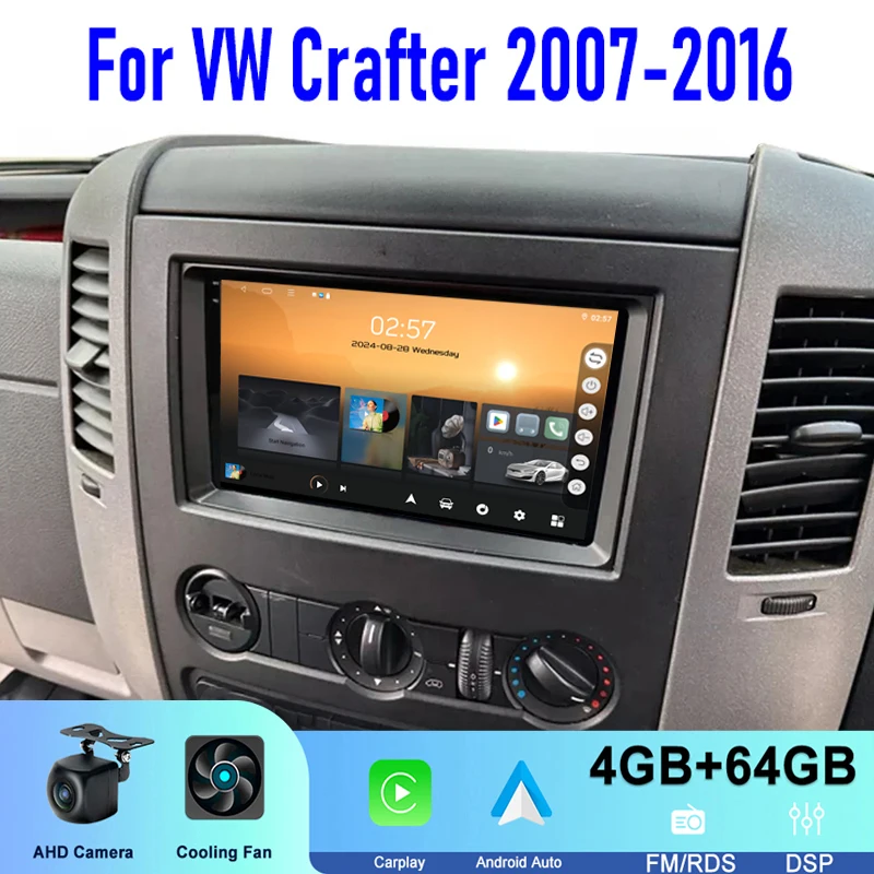 

Car Radio GPS 9" For VW Crafter 2007-2016 Head Unit Carplay Apple Android 15 Auto Intelligent System Multimedia Player 4-64GB