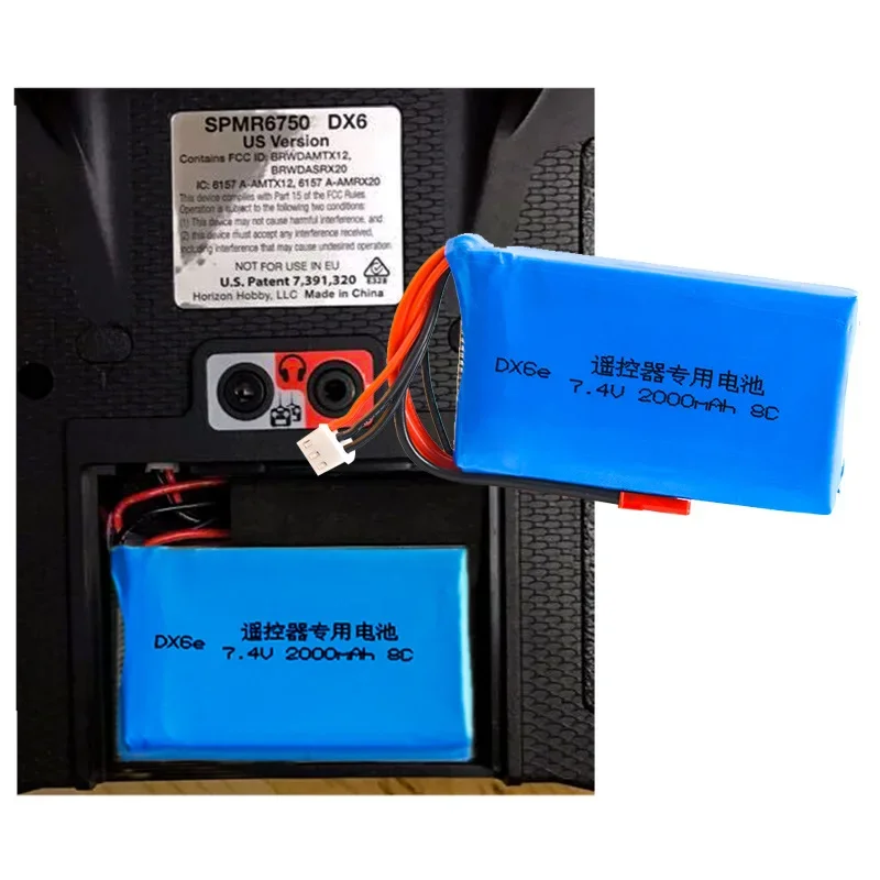 RC Remote DX6 DX6e QX7 7.4V 2000mAh 8C 2S JST Plug Lipo Battery With B3 Charger For DX6 DX6e QX7 Transmitter Accessories RC Toys