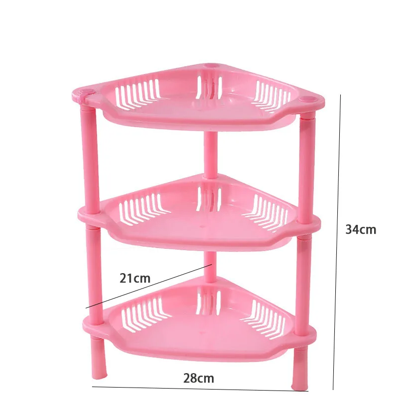 3-Layers Kitchen Storage Rack Shelve Plastic Assembled Sundries Food Shelf Dish Holder Bathroom Organizer Accessories