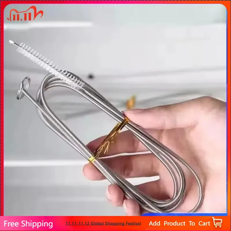 Refrigerator Drain Dredge Cleaning Set Long Flexible Refrigerator Scrub Brush Water Dredging Tool Water Tube Cleaning Coil Brush